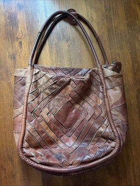 Vintage woven / patchwork Leather Tote Bag